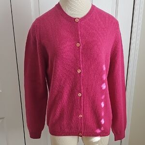 Johnstons Of Elgin Wool Women's Pink Cardigan Sweater. Made In Scotland.